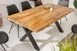 Massiver Esstisch IRON CRAFT 160cm natur Mangoholz Industrial Design schwarz Metall