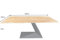 Massiver Esstisch MAMMUT BALANCE 200cm natur braun Akazie schwarz Baumkante