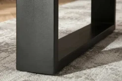 Massiver Esstisch MAMMUT 160cm natur Akazie U-Gestell schwarz Baumkante 5cm Tischplatte