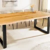 Massiver Esstisch WILD OAK 200cm natur schwarz Wildeiche Baumkante Metall U-Gestell