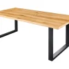 Massiver Esstisch WILD OAK 160cm natur schwarz Wildeiche Baumkante Metall U-Gestell
