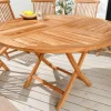 Massiver Gartentisch EMPIRE TEAK 120cm natur Teakholz rund klappbar Outdoor Balkontisch