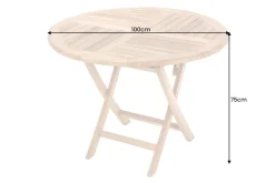 Massiver Gartentisch EMPIRE TEAK 100cm natur Teakholz rund klappbar Outdoor Balkontisch