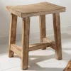 Massiver Hocker FINCA 45cm beige Mangoholz Handarbeit Boho Shabby Chic