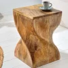 Massiver Hocker TWIST 45cm natur Mangoholz handmade Beistelltisch