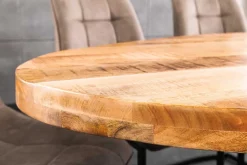 Massiver Industrial Esstisch GALAXIE 240cm natur Mangoholz oval Sterngestell
