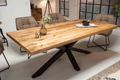 Massiver Industrial Esstisch GALAXIE 180cm Mangoholz sternenförmiges Gestell