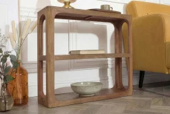 Massiver Konsolentisch ELEMENTS 90cm braun honey finish Mangoholz Regal