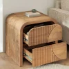 Massiver Nachttisch ART DECO 50cm cream finish beige Mangoholz mit Schublade