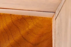 Massiver Nachttisch SCORPION 50cm braun Mangoholz Beistelltisch mit 3D Schnitzereien