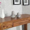 Massiver Sekretär MAKASSAR 100cm braun Sheesham stone finish Schreibtisch Konsolentisch