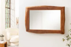 Massiver Spiegel MAMMUT 100cm braun Akazienholz Baumkante Wandspiegel