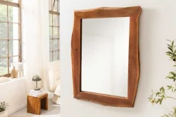 Massiver Spiegel MAMMUT 100cm braun Akazienholz Baumkante Wandspiegel