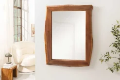 Massiver Spiegel MAMMUT 100cm braun Akazienholz Baumkante Wandspiegel