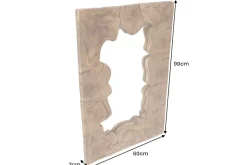 Massiver Spiegel MOSAIK 90cm Teakholz eckig Baumstamm handmade