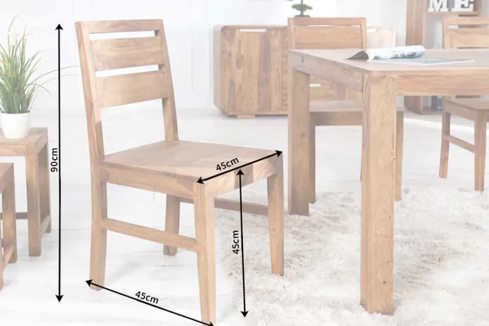 Massiver Stuhl PURE braun Sheesham Massivholz stone finish einzigartige Maserung