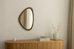 Massiver Wandspiegel ORGANIC 65cm braun Walnussholz-Design