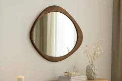 Massiver Wandspiegel ORGANIC 90cm braun Walnussholz-Design