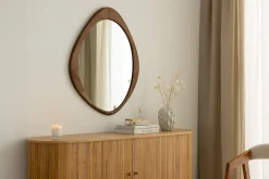 Massiver Wandspiegel ORGANIC 90cm braun Walnussholz-Design