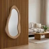 Massiver Wandspiegel ORGANIC 130cm creme Mangoholz flexibel aufhängbar