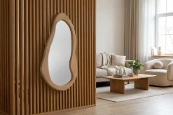 Massiver Wandspiegel ORGANIC 130cm creme Mangoholz flexibel aufhängbar