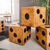 Massiver Würfelhocker CUBE 40cm natur Mindiholz Beistelltisch stapelbar