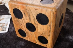 Massiver Würfelhocker CUBE 40cm natur Mindiholz Beistelltisch stapelbar
