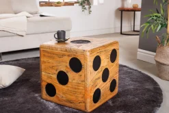 Massiver Würfelhocker CUBE 40cm natur Mindiholz Beistelltisch stapelbar
