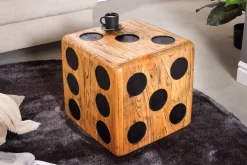 Massiver Würfelhocker CUBE 40cm natur Mindiholz Beistelltisch stapelbar