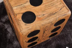 Massiver Würfelhocker CUBE 40cm natur Mindiholz Beistelltisch stapelbar
