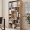 Massives Bücherregal CUBUS 180cm natur Mangoholz cream finish elf Fächer