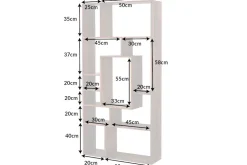 Massives Bücherregal CUBUS 180cm braun Sheesham stone finish einzigartige Maserung