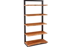 Massives Bücherregal MAMMUT 180cm Akazie schwarz fünf Regalböden