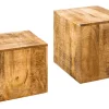 Massives 2er Set Beistelltisch CURACAO 45cm natur Mangoholz Würfel handmade Couchtisch