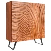 Massives Highboard FLUID 120cm walnuss-braun Akazienholz 3D-Design Kufengestell