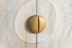 Massives Highboard GOLDEN SUNSET 120cm weiß gold Mangoholz mit 3D Schnitzereien