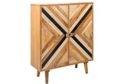 Massives Highboard LONG ISLAND 120cm Mangoholz mit aufwendiger Front