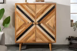 Massives Highboard LONG ISLAND 120cm Mangoholz mit aufwendiger Front