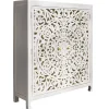 Massives Highboard MARRAKESCH 140cm weiß Mangoholz mit Verzierung handmade