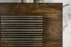 Massives Highboard ONYX 120cm dunkelbraun Mangoholz Edelstein Achat gold Metallgestell
