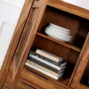 Massives Highboard PURE 140cm braun Sheesham stone finish Vitrine Palisander