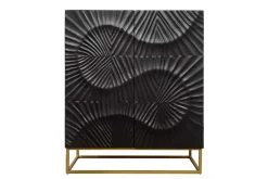 Massives Highboard SCORPION 120cm schwarz Mangoholz aufwendige 3D Schnitzereien