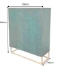 Massives Highboard SCORPION 120cm türkis Mangoholz mit 3D Schnitzereien gold Metall