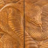 Massives Highboard SNAKE 120cm braun schwarz Mangoholz Schlangen-Design mit aufwendigen 3D Schnitzereien