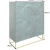 Massives Highboard SNAKE 120cm türkis gold Mangoholz Schlangen-Design mit aufwendigen 3D Schnitzereien