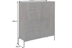 Massives Highboard TRIBAL 120cm antik braun Mangoholz 3D-Front viel Stauraum
