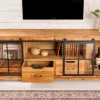Massives Lowboard HERITAGE 160cm natur Pinie Industrial-Türen Metall Vitrine