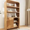 Massives Regal ART DECO 175cm cream finish beige Mangoholz abgerundet mit 3D-Front