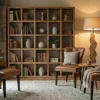 Massives Regal IRON CRAFT 200cm natur Mangoholz Bücherregal 25 Fächer