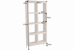 Massives Regal IRON CRAFT 176cm Mangoholz Bücherregal acht Fächer Industrial Design